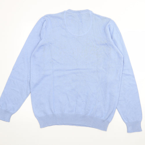 Blue Harbour Mens Blue V-Neck  Cotton Pullover Jumper Size M