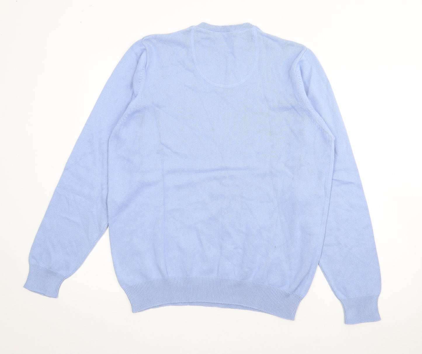 Blue Harbour Mens Blue V-Neck  Cotton Pullover Jumper Size M