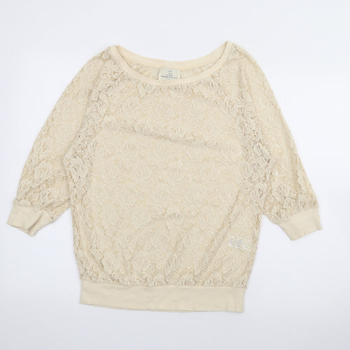 NEXT Womens Ivory Boat Neck  Polyester Pullover Jumper Size 6