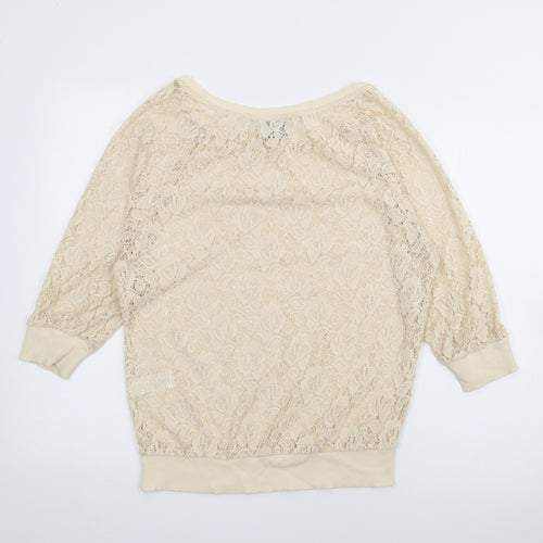 NEXT Womens Ivory Boat Neck  Polyester Pullover Jumper Size 6
