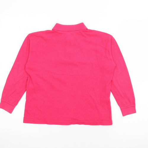 United Colors of Benetton Girls Pink  Cotton Pullover Polo Size S Collared Button