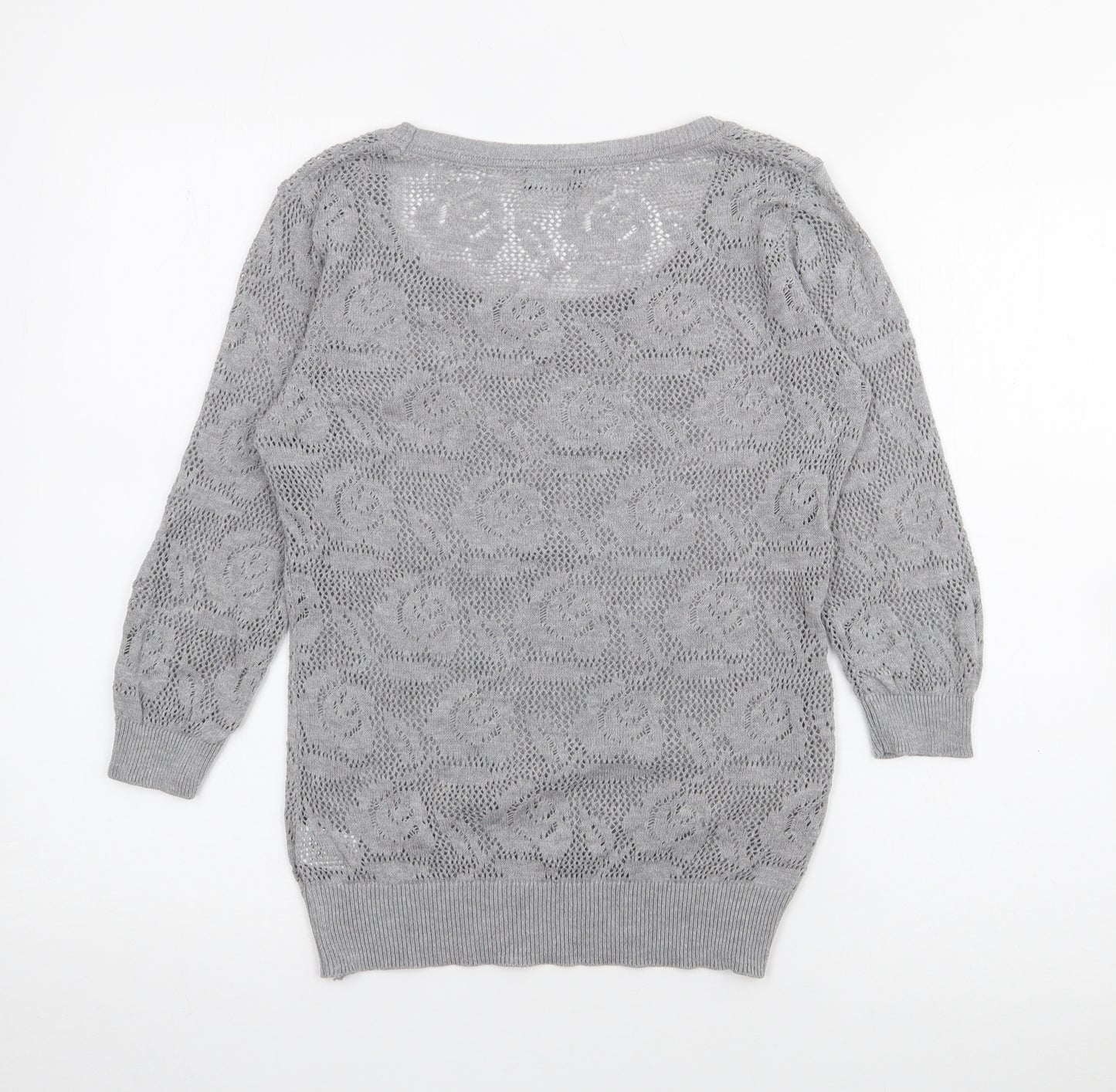 F&F Womens Grey Scoop Neck  Polyester Pullover Jumper Size 10