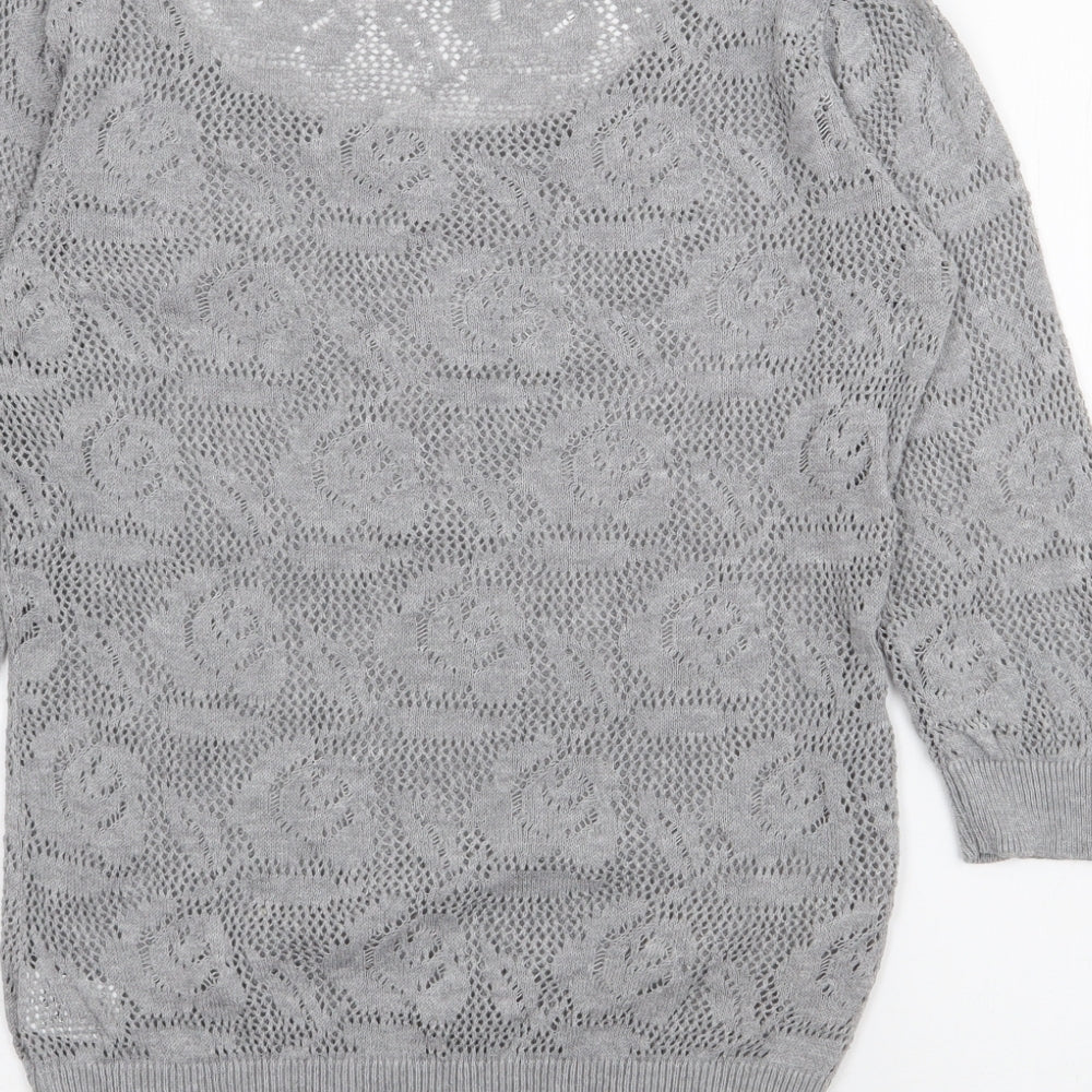 F&F Womens Grey Scoop Neck  Polyester Pullover Jumper Size 10