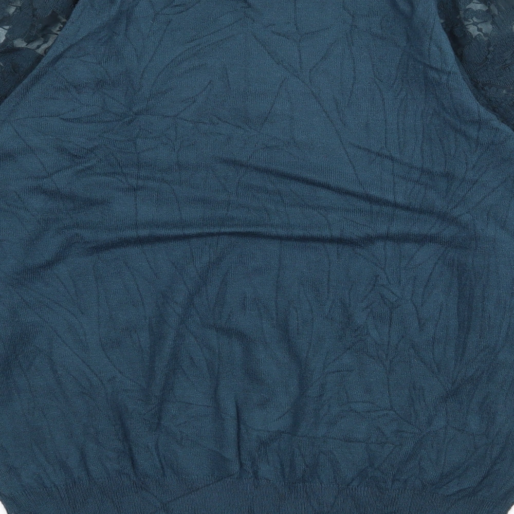 F&F Womens Blue Boat Neck  Viscose Pullover Jumper Size 16