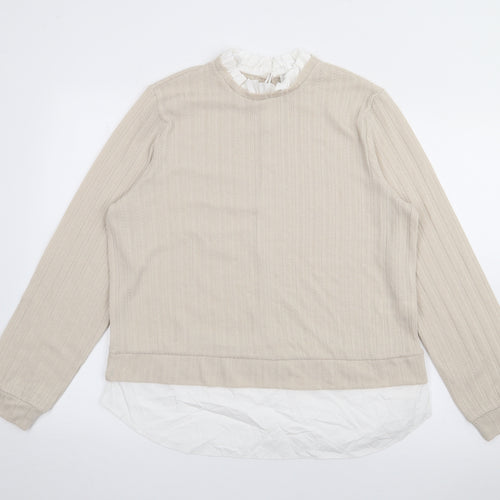 Papaya Womens Beige High Neck  Polyester Pullover Jumper Size 12