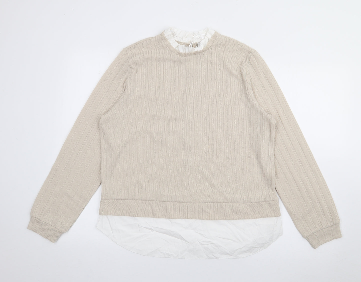 Papaya Womens Beige High Neck  Polyester Pullover Jumper Size 12