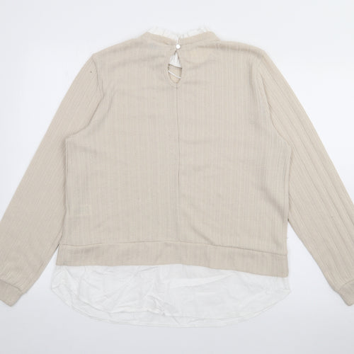 Papaya Womens Beige High Neck  Polyester Pullover Jumper Size 12