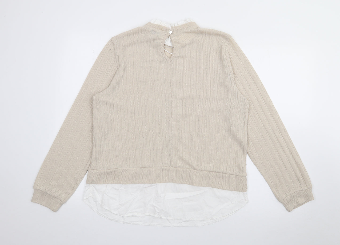 Papaya Womens Beige High Neck  Polyester Pullover Jumper Size 12