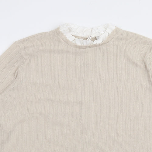 Papaya Womens Beige High Neck  Polyester Pullover Jumper Size 12