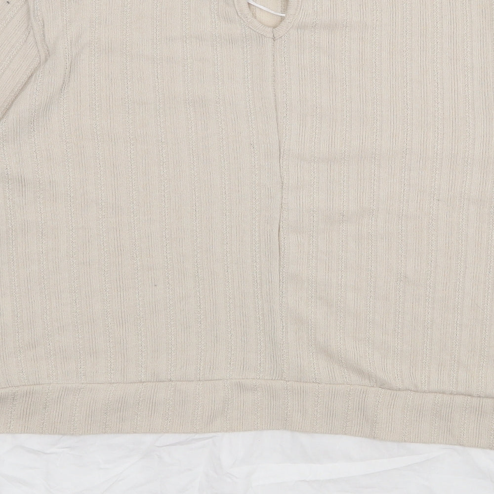 Papaya Womens Beige High Neck  Polyester Pullover Jumper Size 12