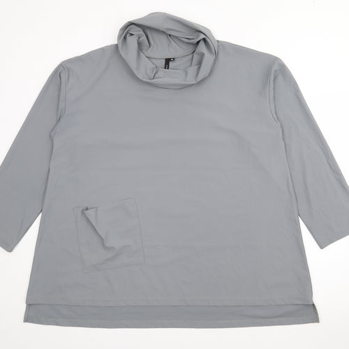 Young Kim Womens Grey Roll Neck  Nylon Pullover Jumper Size 16