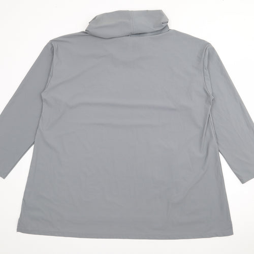 Young Kim Womens Grey Roll Neck  Nylon Pullover Jumper Size 16