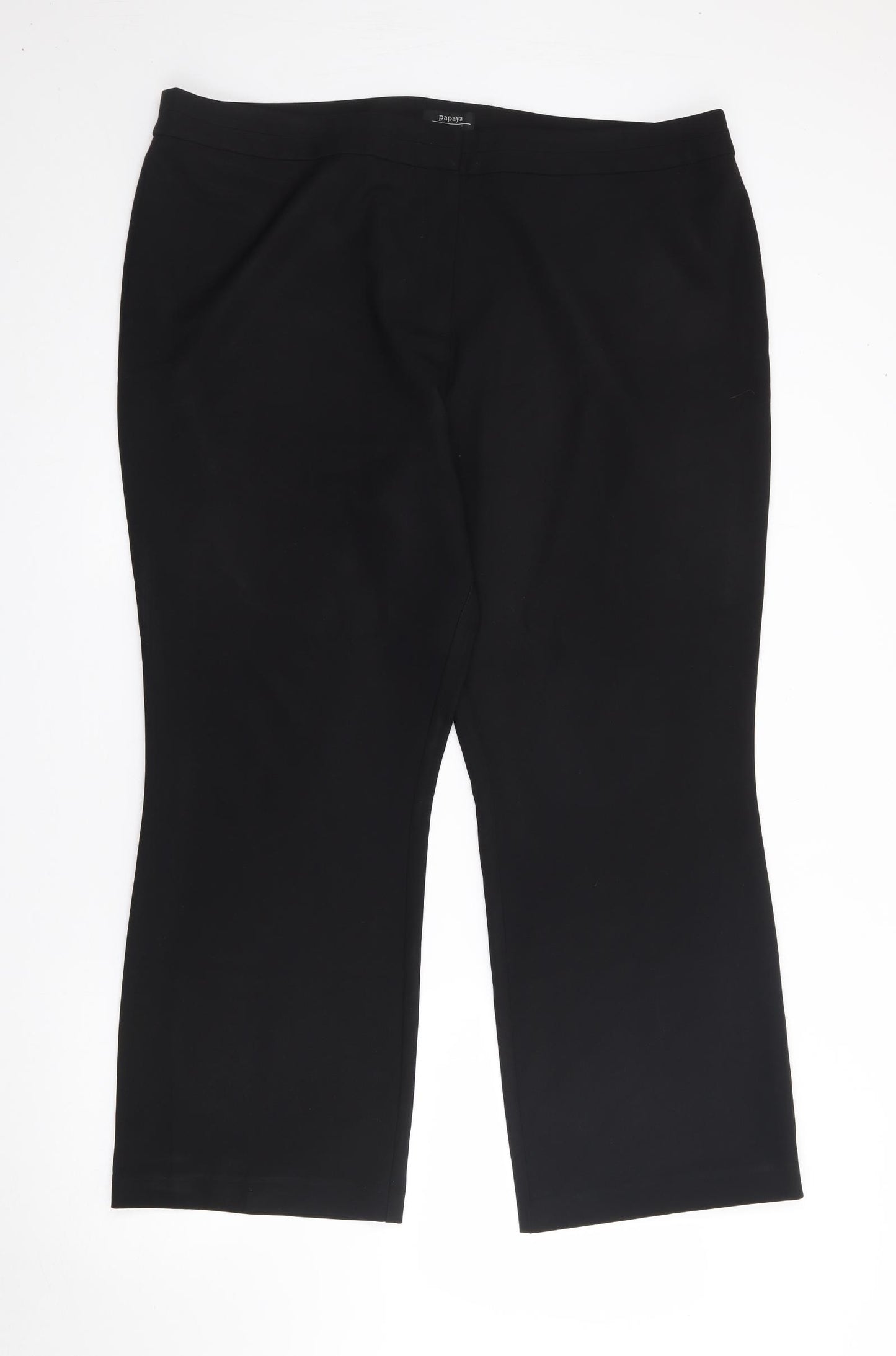 Papaya Womens Black  Polyester Trousers  Size 12 L27 in Regular