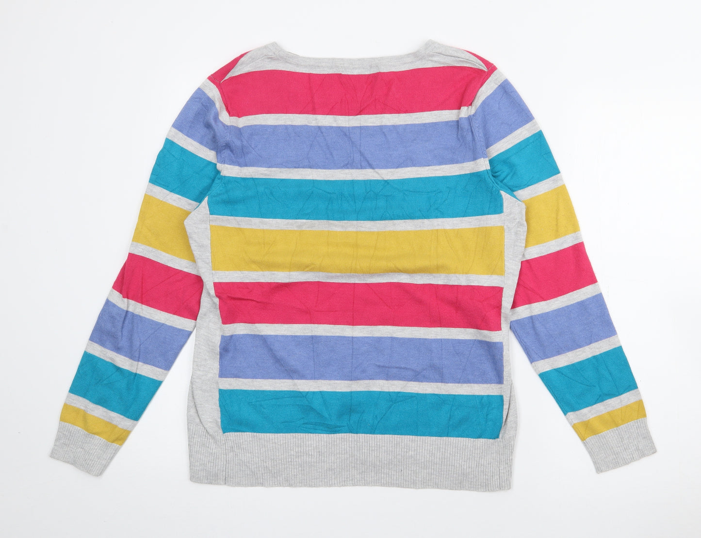 M&Co Womens Multicoloured Striped Viscose Basic T-Shirt Size 18 Crew Neck