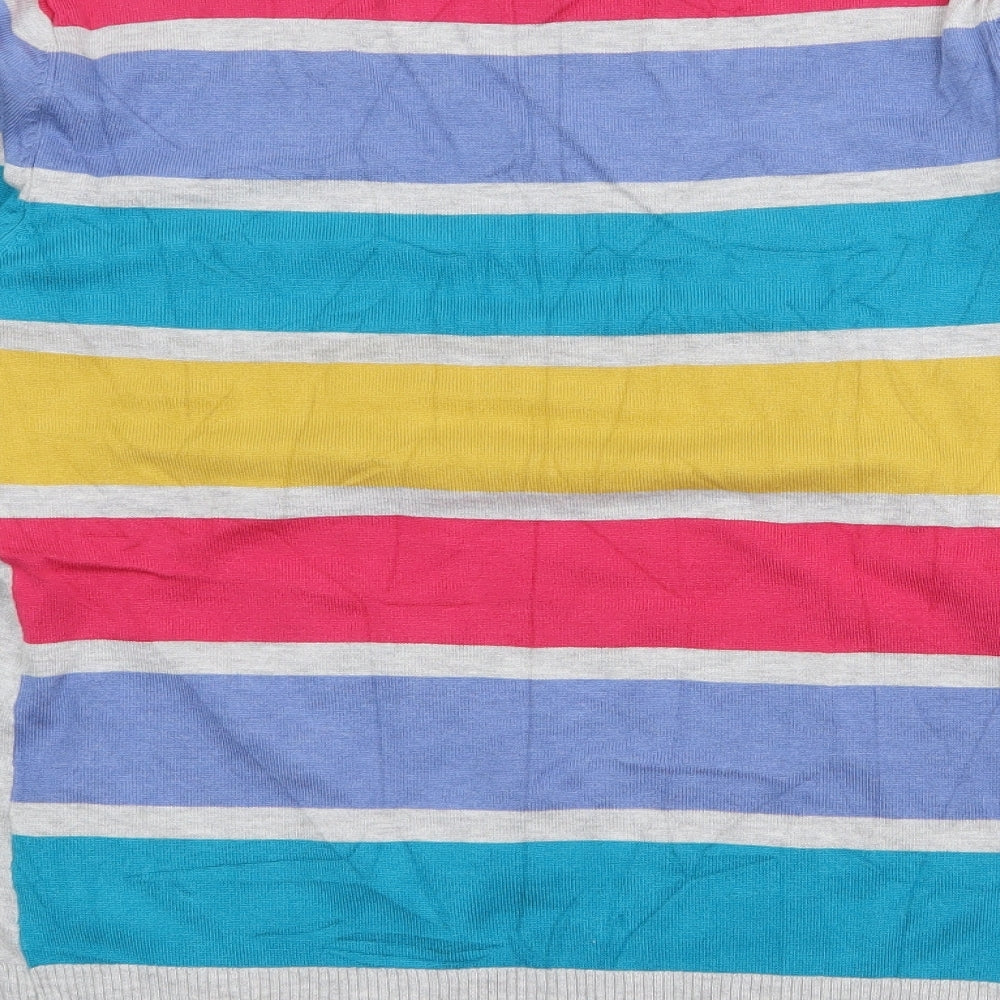 M&Co Womens Multicoloured Striped Viscose Basic T-Shirt Size 18 Crew Neck