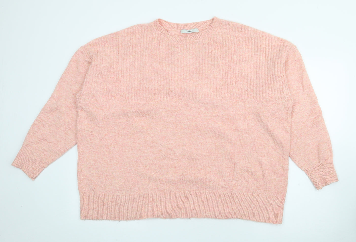 George Womens Pink Crew Neck  Polyester Pullover Jumper Size XL