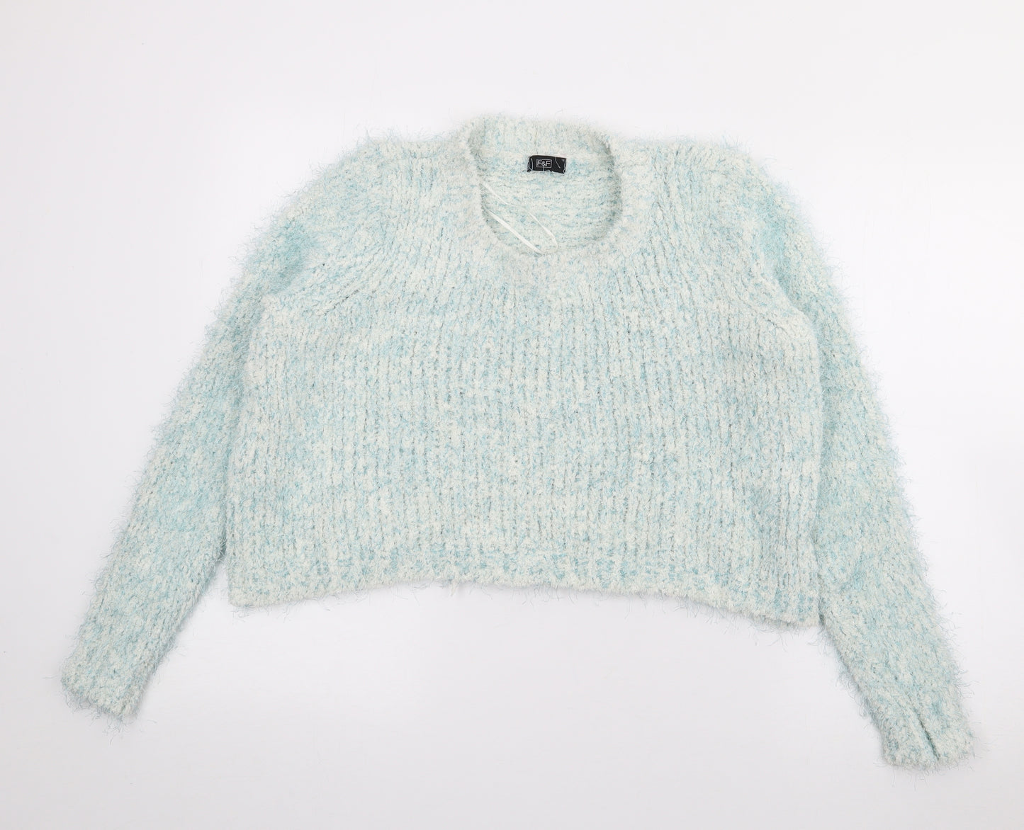 F&F Womens Blue Crew Neck  Viscose Pullover Jumper Size 8