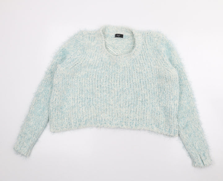 F&F Womens Blue Crew Neck  Viscose Pullover Jumper Size 8