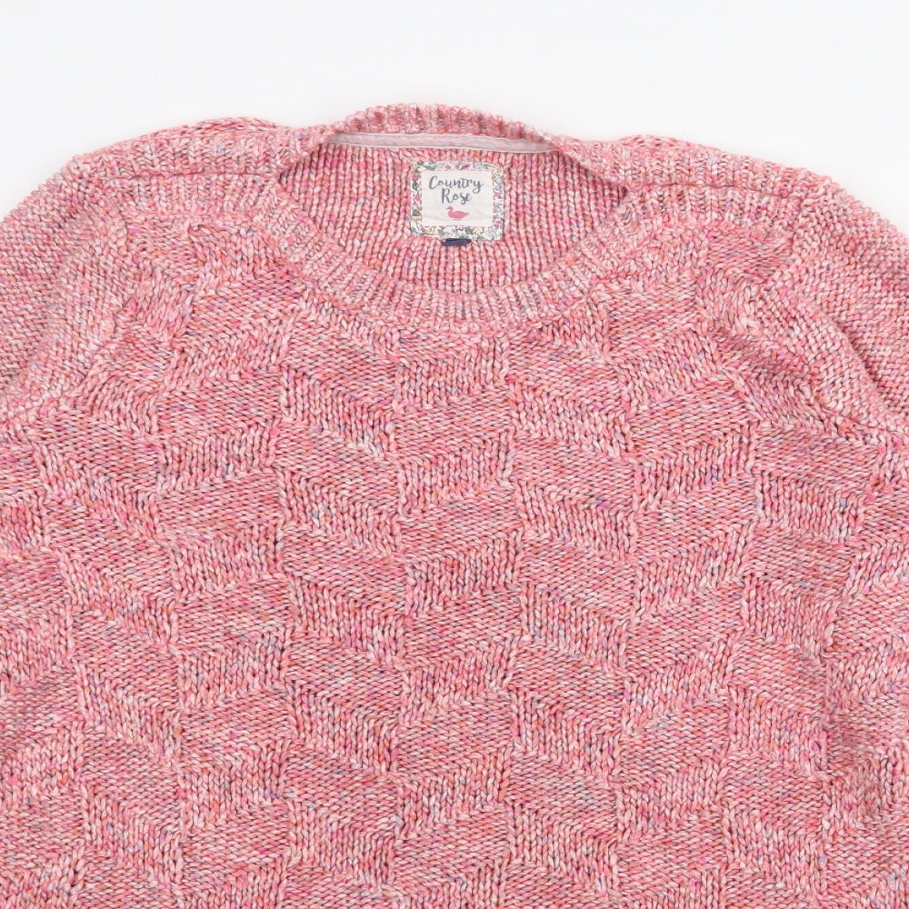 Country Rose Womens Pink Crew Neck  Acrylic Pullover Jumper Size S