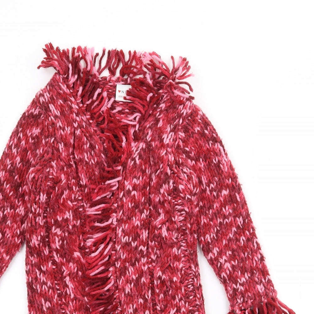 NEXT Girls Pink V-Neck  Acrylic Cardigan Jumper Size 3-4 Years