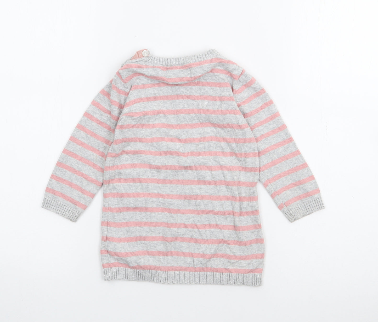 Primark Girls Pink Striped Cotton Pullover Jumper Size 12-18 Months