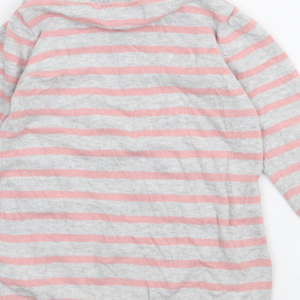 Primark Girls Pink Striped Cotton Pullover Jumper Size 12-18 Months