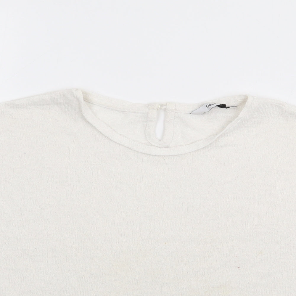 George Girls White  Polyester Pullover T-Shirt Size 9-10 Years Crew Neck