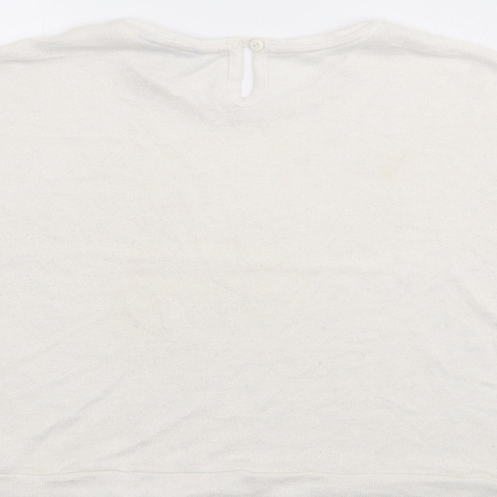 George Girls White  Polyester Pullover T-Shirt Size 9-10 Years Crew Neck