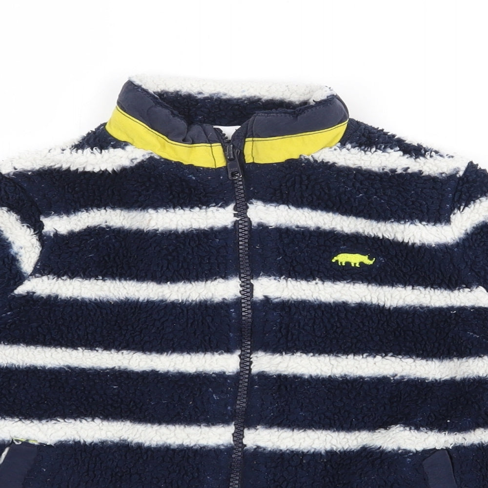 Marks and Spencer Boys Blue Striped  Jacket  Size 5-6 Years  Zip