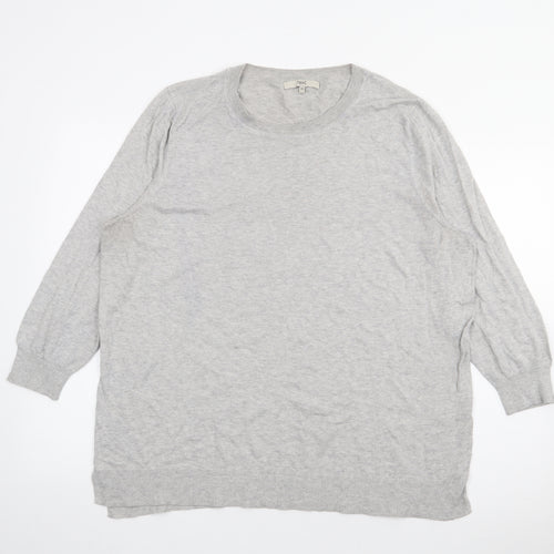 NEXT Womens Grey Crew Neck  Cotton Pullover Jumper Size 20