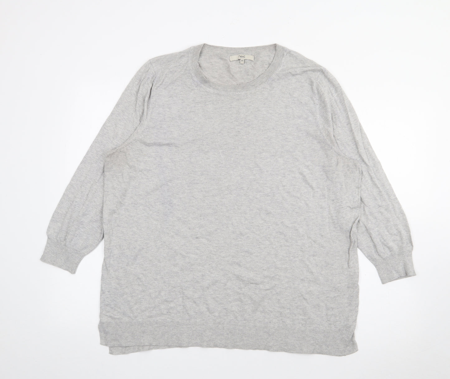 NEXT Womens Grey Crew Neck  Cotton Pullover Jumper Size 20