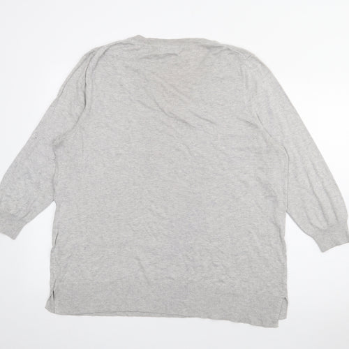 NEXT Womens Grey Crew Neck  Cotton Pullover Jumper Size 20