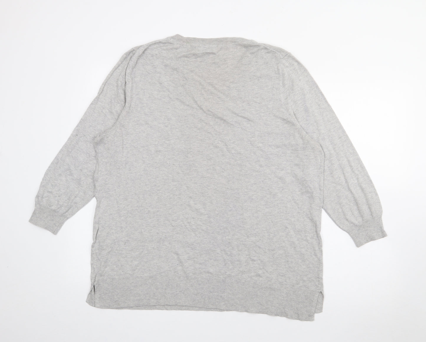 NEXT Womens Grey Crew Neck  Cotton Pullover Jumper Size 20