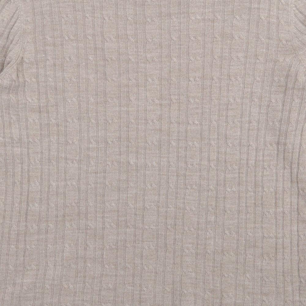 Maine Womens Beige Crew Neck  Acrylic Pullover Jumper Size 14