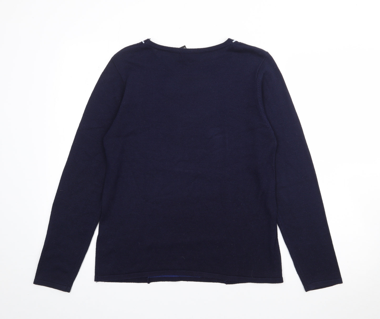Alexara Womens Blue Square Neck  Polyester Pullover Jumper Size M