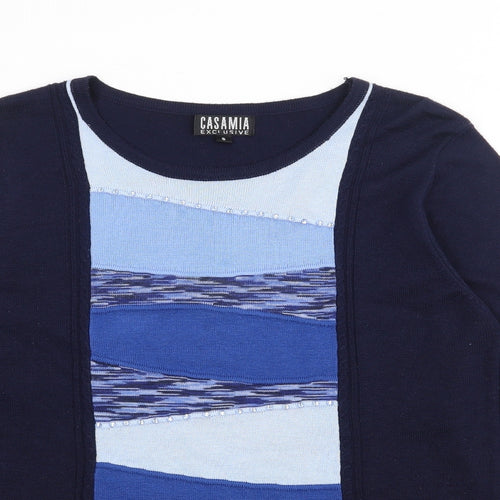 Alexara Womens Blue Square Neck  Polyester Pullover Jumper Size M
