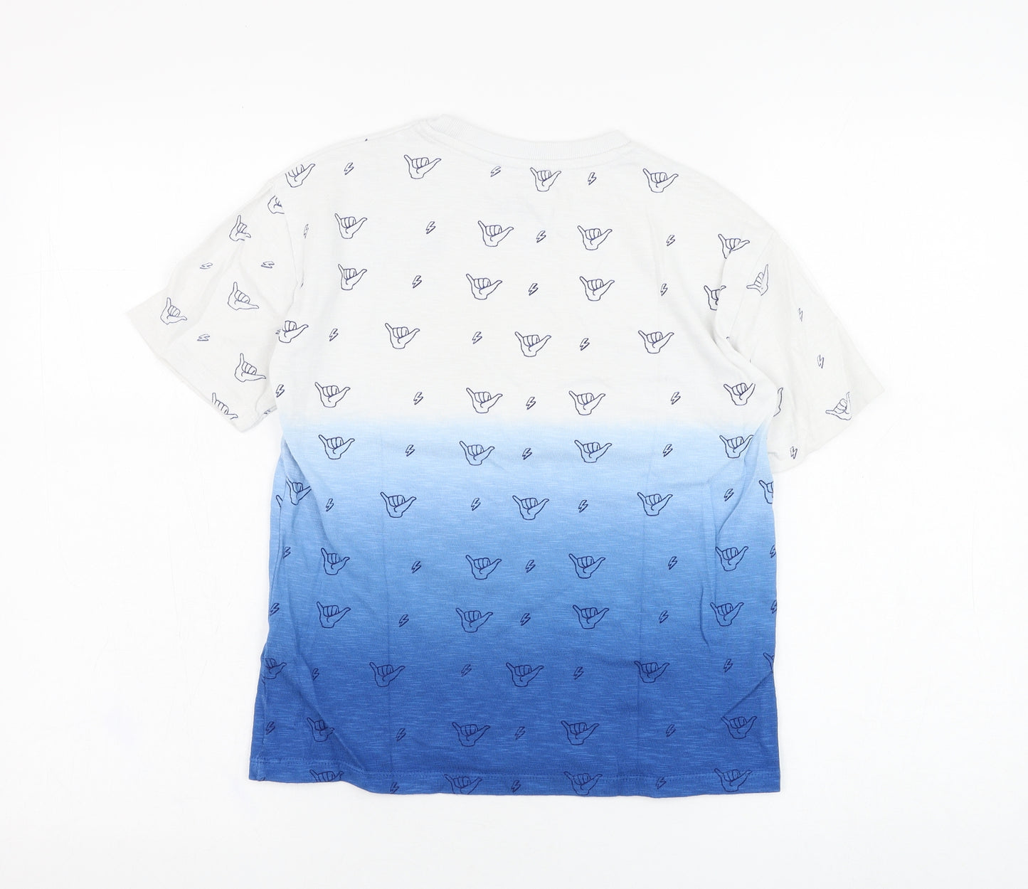 Marks and Spencer Boys Blue  Cotton Basic T-Shirt Size 8-9 Years Round Neck Pullover