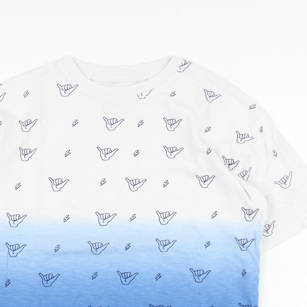 Marks and Spencer Boys Blue  Cotton Basic T-Shirt Size 8-9 Years Round Neck Pullover