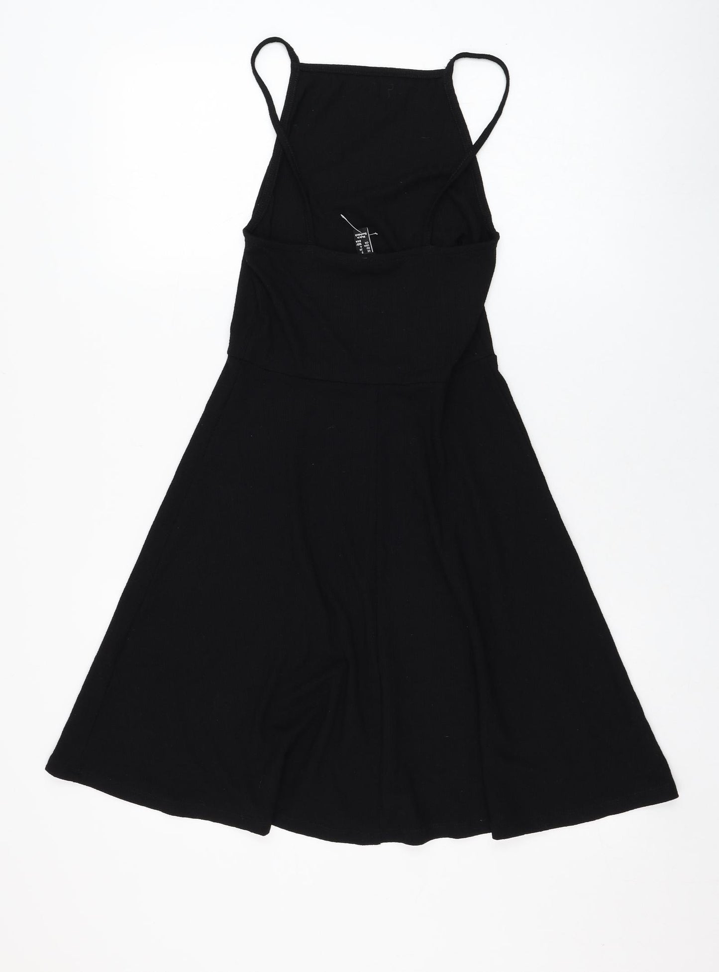 New Look Womens Black  Polyester Skater Dress  Size 8  Square Neck Pullover