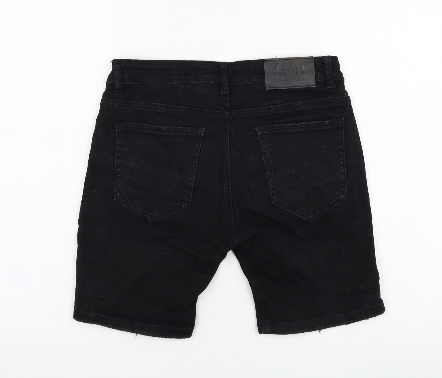 BoohooMAN Mens Black  Cotton Bermuda Shorts Size 30 in L8 in Regular Zip