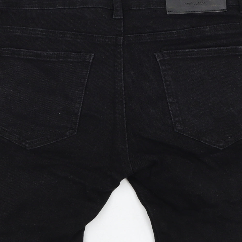 BoohooMAN Mens Black  Cotton Bermuda Shorts Size 30 in L8 in Regular Zip
