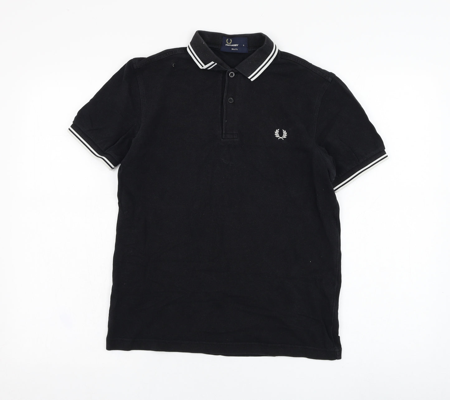 Fred Perry Mens Black  Cotton  Polo Size S Collared Pullover