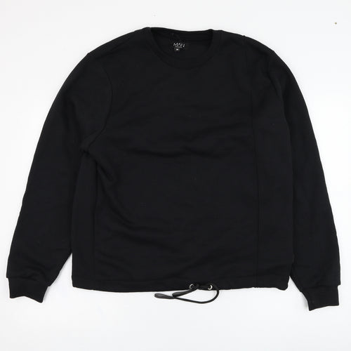 BoohooMAN Mens Black  Cotton Pullover Sweatshirt Size M