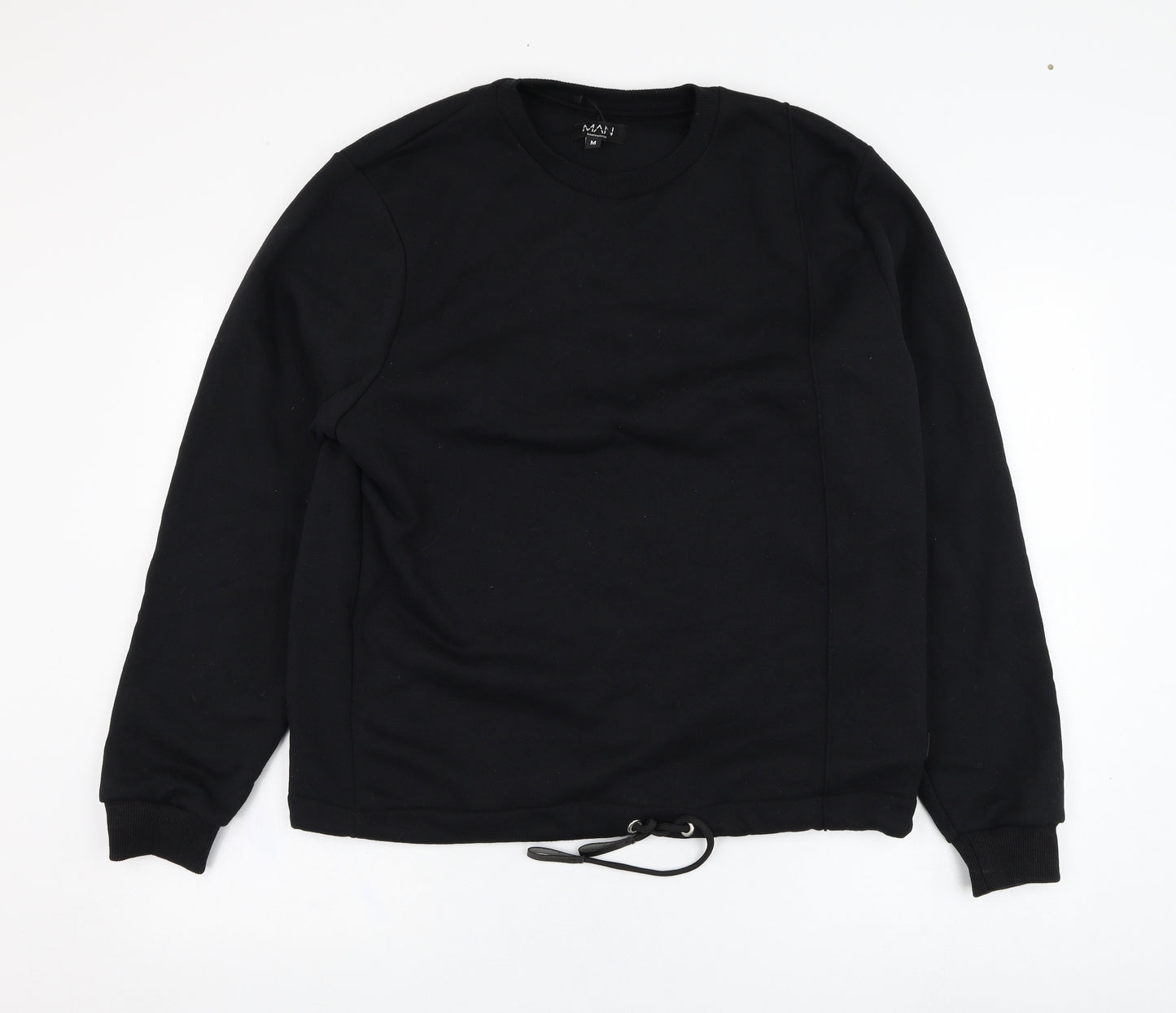 BoohooMAN Mens Black  Cotton Pullover Sweatshirt Size M
