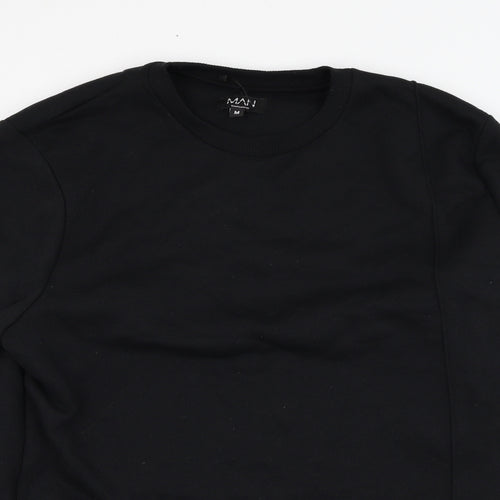 BoohooMAN Mens Black  Cotton Pullover Sweatshirt Size M