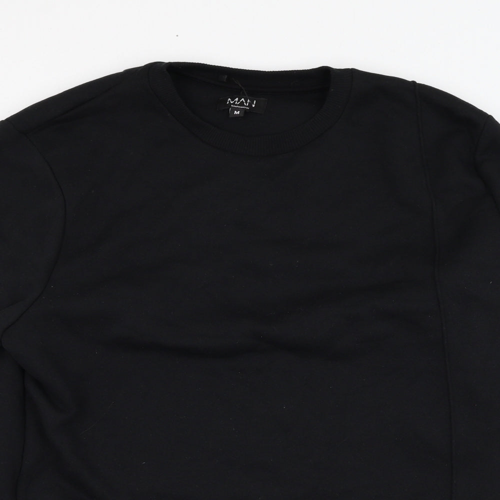 BoohooMAN Mens Black  Cotton Pullover Sweatshirt Size M