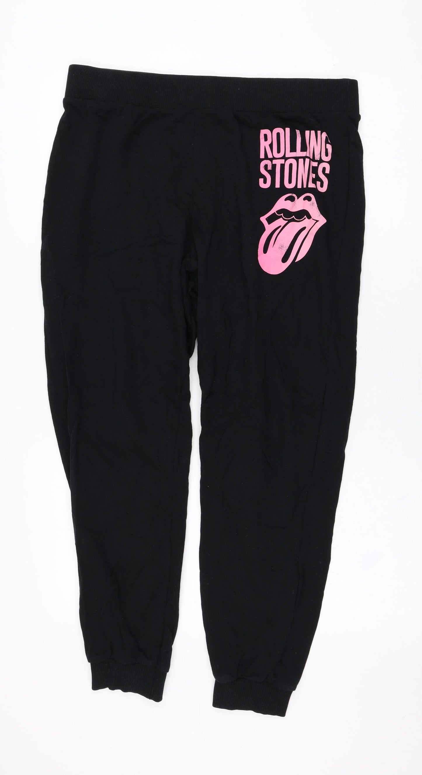 George Womens Black  Cotton Jogger Trousers Size 16 L27 in Regular  - Rolling Stones