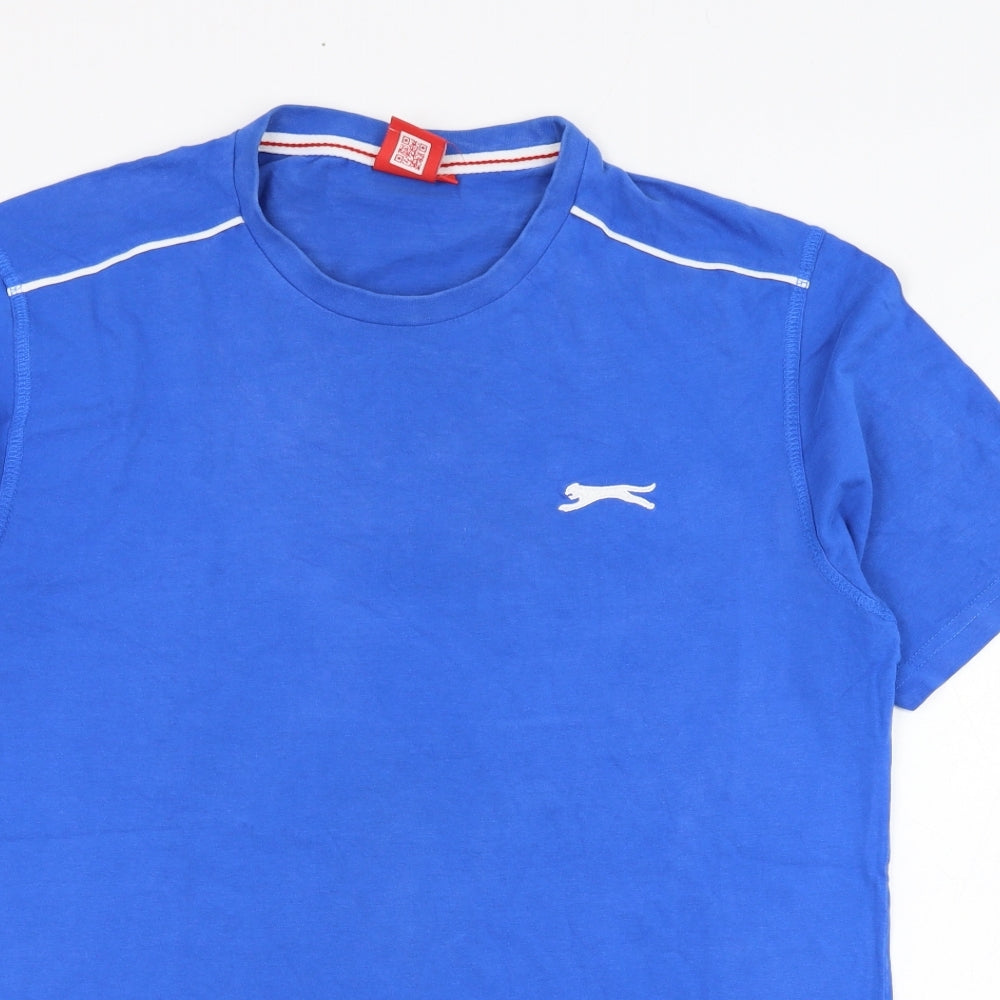 Slazenger Mens Blue  Cotton  T-Shirt Size M Round Neck