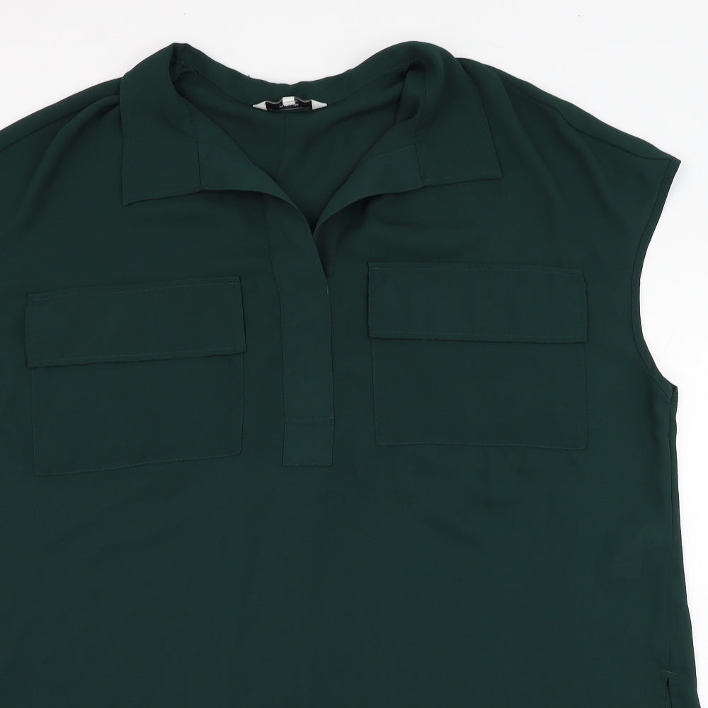 NEXT Womens Green  Polyester Basic Blouse Size 16 Collared