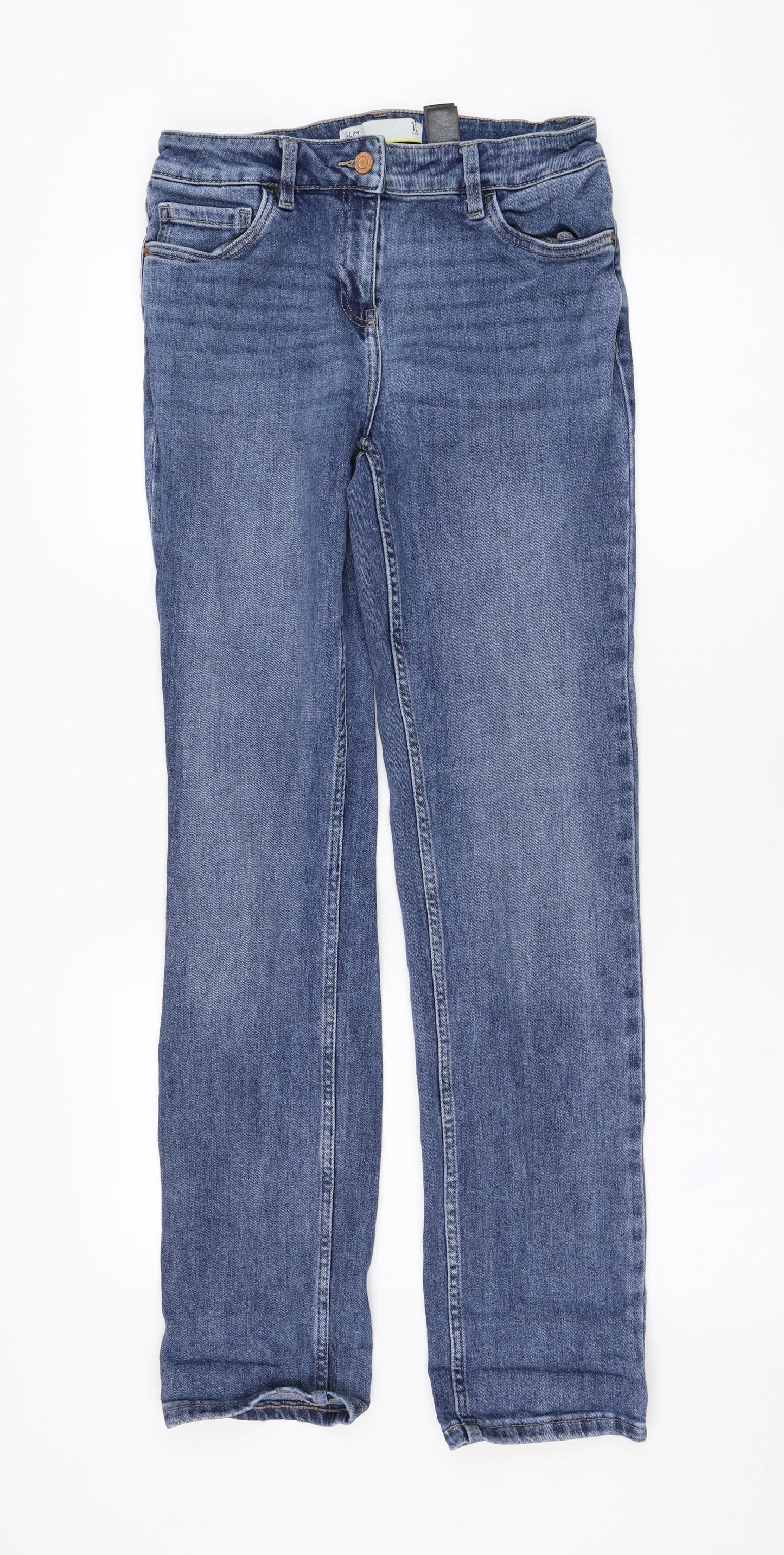 NEXT Womens Blue  Cotton Straight Jeans Size 12 L31 in Regular Zip